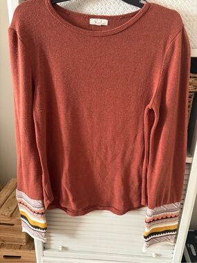 easel Rust Knit Crewneck Sweater